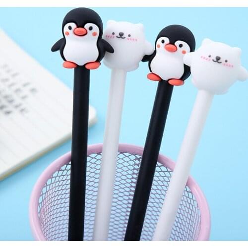 36 pcs/lot Cartoon Penguin Polar bear Gel Pen Cute 0.5mm black ink Signature Pen School Office writing Supplies Promotional Gift