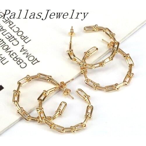 5Pairs, Gold Color Copper U Link Chain Earring Jewelry Wedding Party Gift