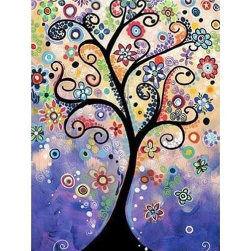 5D DIY Diamond Painting Colorful Tree Cross Stitch Kit Mosaic Rhinestone Crystal Diamond Home Decoration Hobby