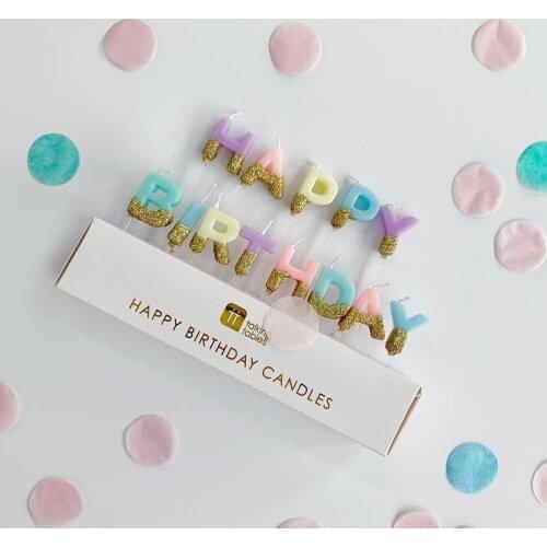 Korea Decorations Color Shiny Gold Powder Candle Gold Silver Letter Princess Birthday Party English Candle Cake Baking Supplies