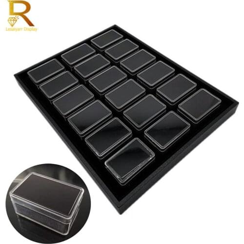 Large Rectangle Diamond Jewelry Storage Box With Tray 18Pcs Stone Gem Box Store Show Charm Beads Display Organizer Box Tray Case