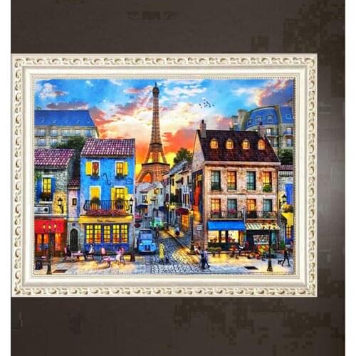 Hot 5D DIY full diamond painting town, Paris tower cross stitch diamond embroidery street view home decoration gift