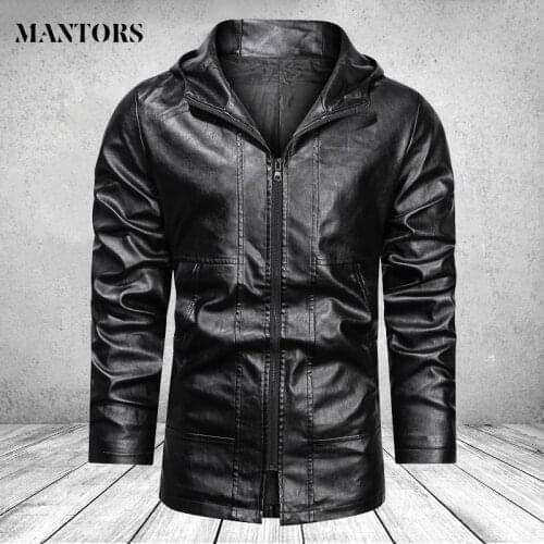 Hooded Leather Jacket Men Coats Brand High Quality PU Outerwear Mens Business Windbreaker Trench Faux Fur Male Outwears Big Size