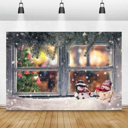 Laeacco Winter Snowflake Christmas Backdrop Windowsill Interior Family Baby Portrait Photography Background Poster Photo Studio