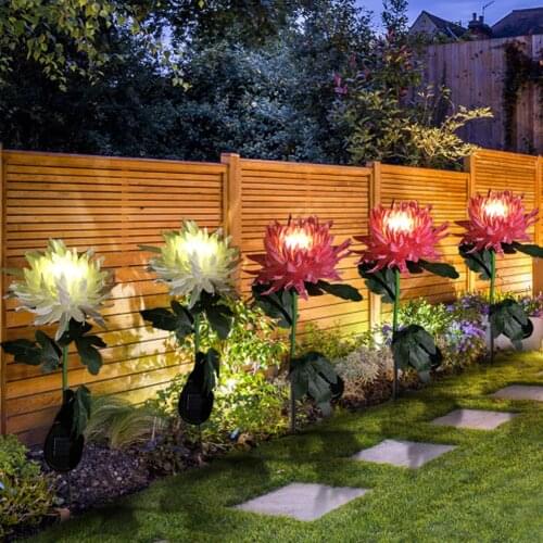 3 Pcs Solar Flower Light Lawn Lamp Chrysanthemum Lamps LED Outdoor Decoration For Garden Path Yard Artificial Flowers Decoration