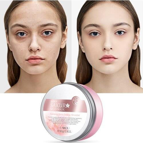 Sakura Face Mask Volcanic Clay Oil Control Deep Cleaning Blackhead Remover Purifying Shrinks Pores Nourishing Acne Treatm 80g