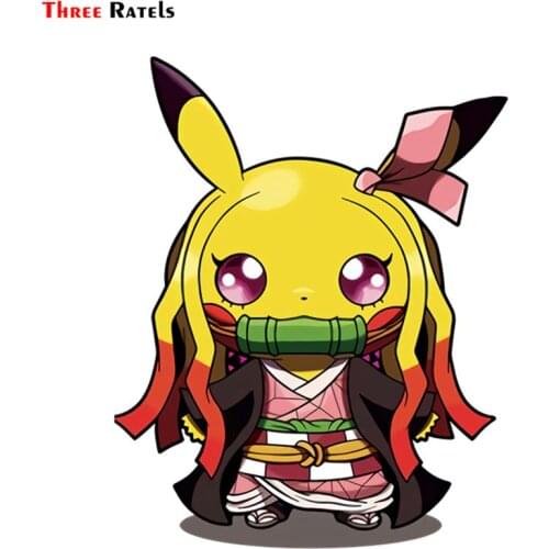 Three Ratels FC384 cute funny Anime Demon Slayer NEZUKO KAMADO Japanese cartoon 3D Stickers for car hood decal