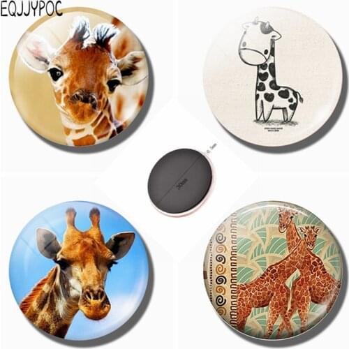 Cute Giraffa Camelopardalis Fridge Memo Scripture Refrigerator Magnets Glass Dome Cartoon Animals 30 MM Round Magnetic Sticker
