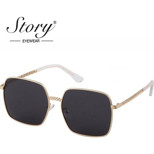 STORY fashion square polarized sunglasses women men 2019 luxury brand designer chain temples oversized sun glasses SZ3817K