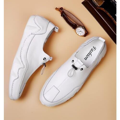 Leather Men Shoes Fashion Handmade Footwear Breathable Driving Shoes Designer Mens Loafers Handmade Moccasins Sneakers Tooling