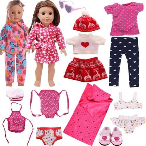 Reborn Doll Clothes & Shoes & Glasses WithHeart Shape For 18 Inch & New Born Baby & Our Generation Girls Birthday Toy Gifts