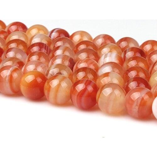 Natural Round AA Sardonyx Striped Red Agate Carnelian Gemstone Loose Beads 6 8 10mm For Necklace Bracelet DIY Jewelry Making