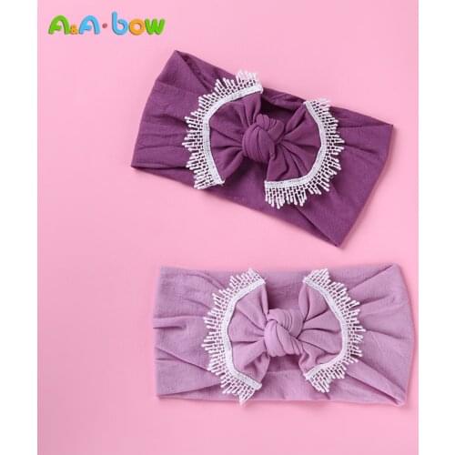 2019 Brand New Newborn Toddler Baby Girls Head Wrap Rabbit Lace Bow Knot Turban Headband Hair Accessories Baby Gifts for 0-6Y
