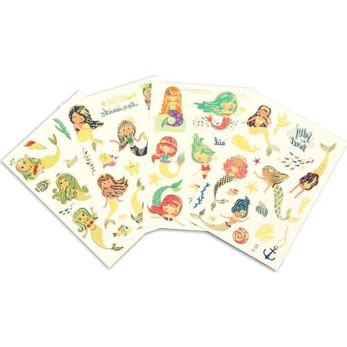 2021 new Children Tattoo Mermaid Tattoo Set Face Temporary Tattoo Child Tattoo Sticker Body Tatoo for Kids Cute Tattoo 10.5x15cm