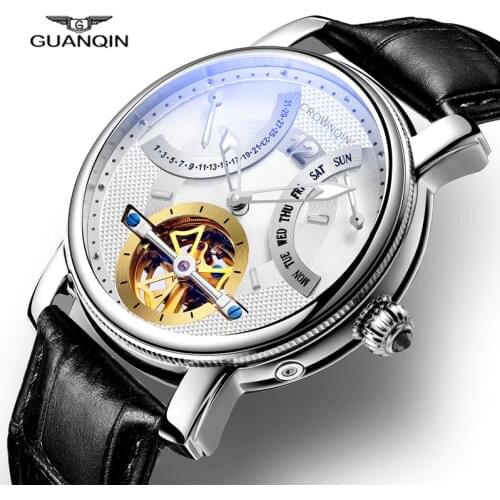 New Tourbillon Mechanical Watch Luxury Brand GUANQIN Multifunction Military Watch Automatic Sapphire Calendar Waterproof Relogio