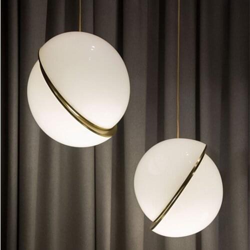 Nordic Dislocation Pendant Light Crescent Moon Semi-spherical Living Room Decoration Dining Room Furniture Lighting Suspension