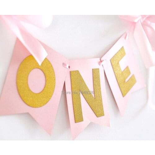 Pink High Chair Banner,ONE Banner Pink Glitter Highchair Banner,High Chair Banner,Girl First Birthday Decoration