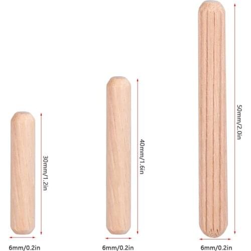 50pcs self centering dowelling Cabinet Drawer Round Fluted Wooden Craft Dowel Pins Rods M6*30/40/50mm fittings for furniture
