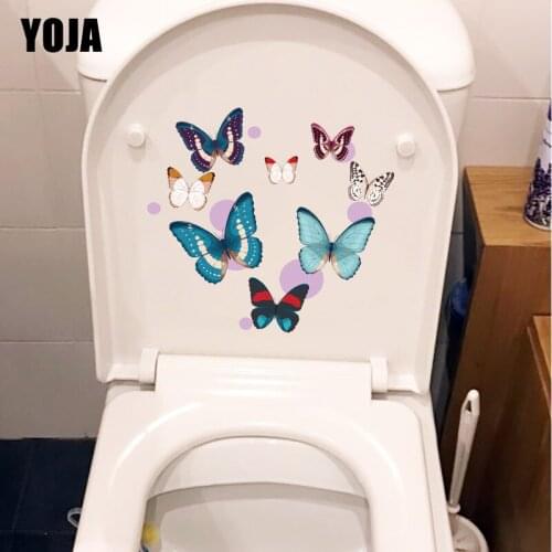 YOJA 21.2X19.3CM Beautiful Butterfly Cartoon Living Room Wall Sticker Home Decor Bathroom Toilet Decals T1-2084