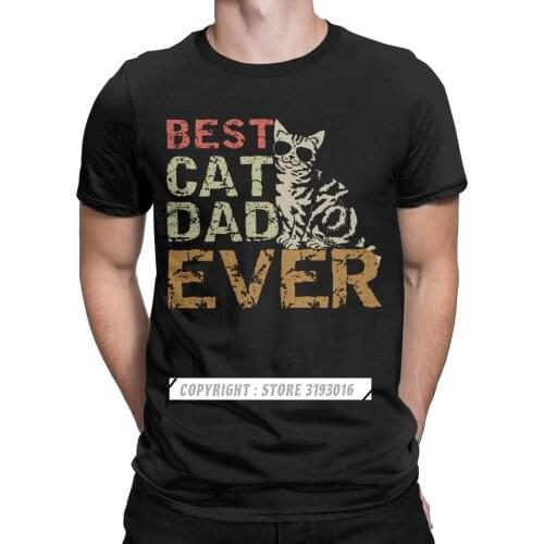 Best Cat Dad Ever Funny Design T Shirt Funny Father Daddy Christmas T Shirts Harajuku Camisas Hombre
