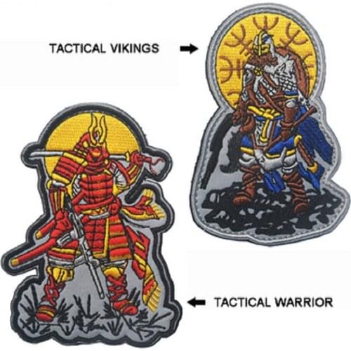 Embroidery Patches Loop And Hook Tactical Vikings Patches Armband Tactical Warrior Patch Cloth Badges Samurai Patches