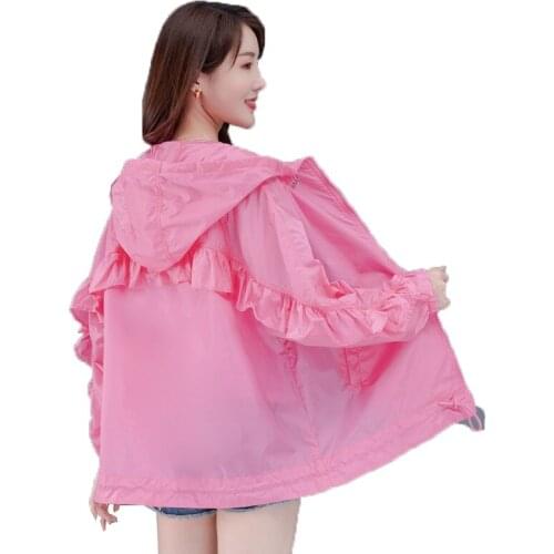 Women Summer Jacket 2021New Long-Sleeved Sun Protection Clothing Female Loose Ruffle Thin Jackets All-Match Casual Tops B998