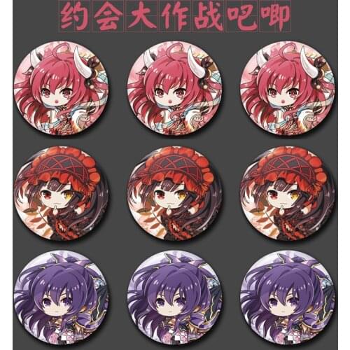 1pc Anime 58mm DATE A LIVE Yatogami Tohka Itsuka Kotori Tokisaki Kurumi Badges Brooch Pins
