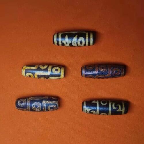 1pcs/lot Three Eyes Magic Apparatus Nine Eyes Orange Red Teeth Yellow God of Wealth Sun Moon Star Energy Dragon Agate Dzi Beads