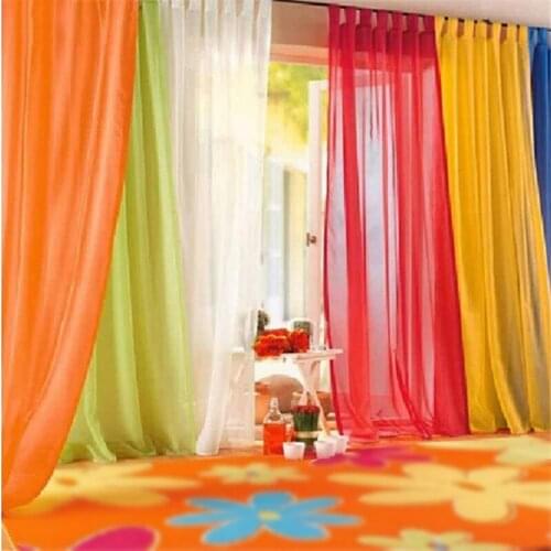 1pcs European American Style Multicolor Window Screening Solid Door Curtains Drape Panel Sheer Tulle for Wedding Decoration 5z