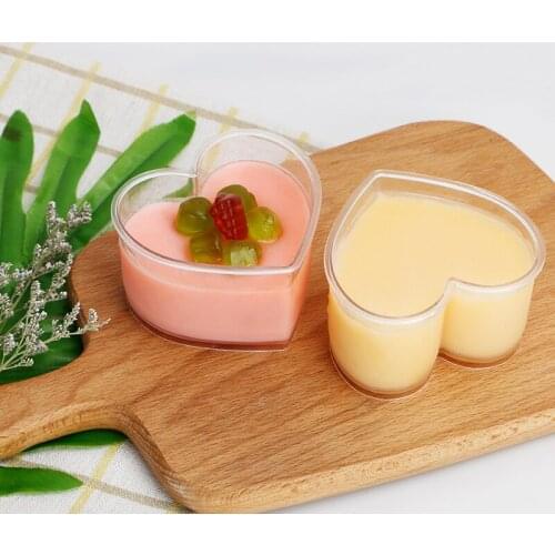 10Pcs 150ml Dessert Cups Heart-shaped Clear Mousse Pudding Cup Party Glass for Party Wedding Decoration Supplies