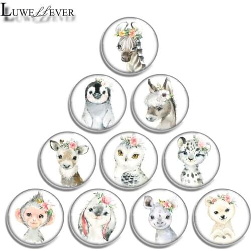 12mm 14mm 16mm 20mm 25mm 30mm 680 Flower Animal Mix Round Glass Cabochon Jewelry Finding 18mm Snap Button Charm Bracelet