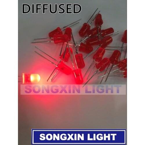 200 PCS/Lot 5MM Red LED Diode Round Diffused Red Color Light Lamp F5 DIP Highlight New Wholesale Electronic
