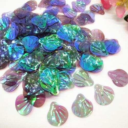400pcs 18mm Large Shell Sequin Loose PVC Sequins for Crafts Sewing DIY Accessories Transparent Light Purple AB