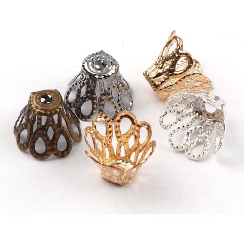 5mm Vintage Filigree Metal Cup Hollow Flower Spacer Beads End Caps Pendant DIY Charms Connectors Jewelry Findings