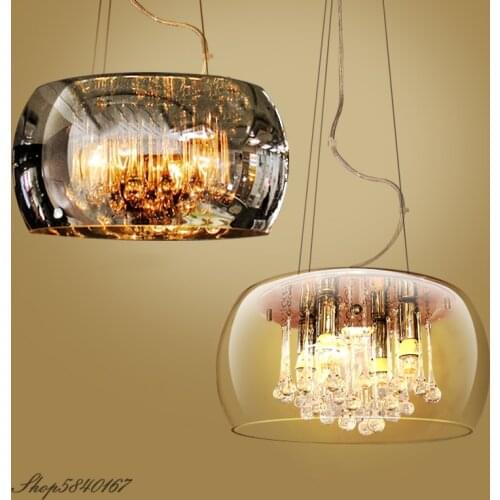 American Crystal Pendant Light Luxury Glass Light Fixture for Living Room Pendant Romantic Dining Room Suspension Decoration LED