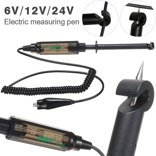 Car Voltage Circuit Tester 6/12/24V DC Hook Probe Test Light Pen With Hook Type Probe Scooter Auto Electrical Test Tool Parts