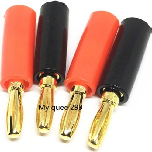 Free Shipping 20pcs/lot 4mm Banana Plug Gold Plated Connector Jack Banana Head Black and Red Color