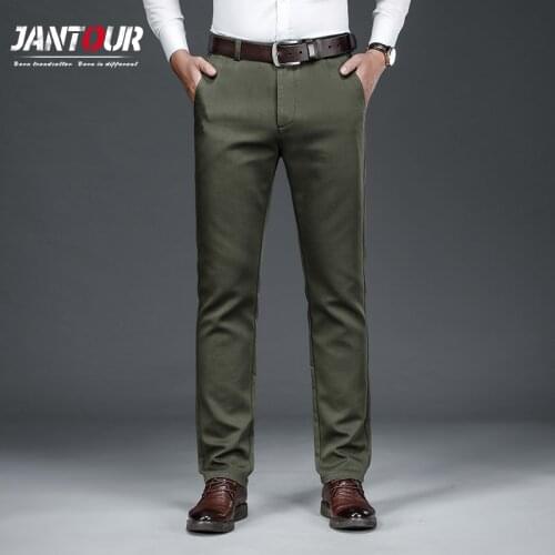 Autumn Winter Mens Pants Classic Style Business Office Straight Cotton Male Trousers High Quality Social Green Suit Pants 40 42
