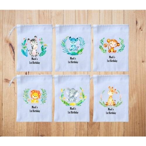 Kids Birthday Favor Bag customize thank you Welcome Bags boys girls Party Bag canvas Goodie Bag cotton Drawstring guest gift bag