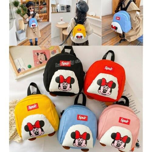 Disney Kindergarten Anti Lost Backpack Minnie Mouse Girl Canvas Rucksack Child Cute Cartoon School Bag Kid Harness Knapsack Gift