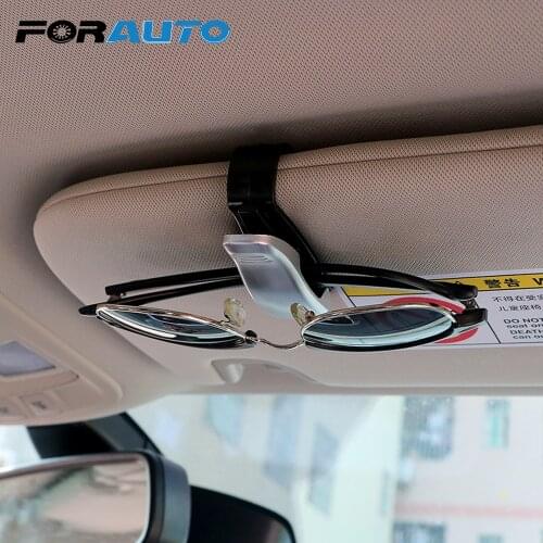 FORAUTO Car Sun Visor Sunglasses Holder Car Glasses Cases Ticket Card Clamp Fastener Cip ABS Car Styling Eyeglasses Clip