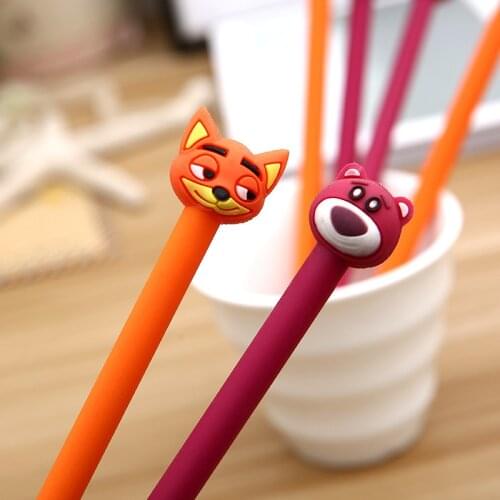 Ellen Brook 1 Piecce Cute Cartoon Animals Bear Fox Gel Pens Kawaii Stationery Material Office School Supplies Kids Gifts