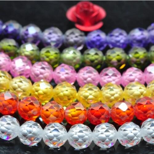 Zircon Stones Faceted Round Beads Wholesale Loose Gemstones For Jewelry Making Seimi Precious Diy Bracelet Necklace 6 Colors