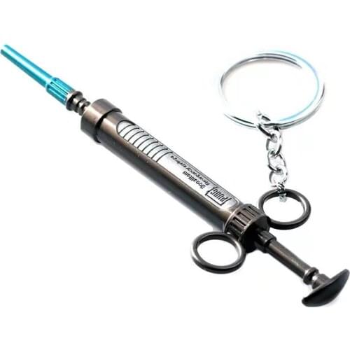 Game PUBG Epinephrine Syringe Playerunknowns Battlegrounds Cosplay Costumes Props Alloy Armor Model Key Chain Keychain