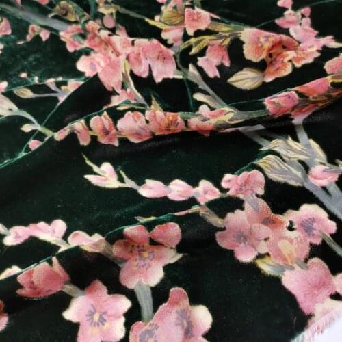 Qualified Flocked Fabric DIY Print Rayon Velvet Burn Out Shirt Fabric Wedding Dress Decoration 1 Yard