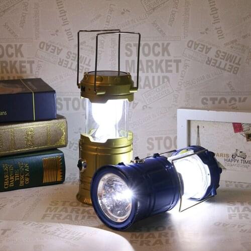 20pcs/lot Classic style 6 LEDs Rechargeable Camping Light Collapsible Solar Camping Lantern Tent for Outdoor Camping Hiking