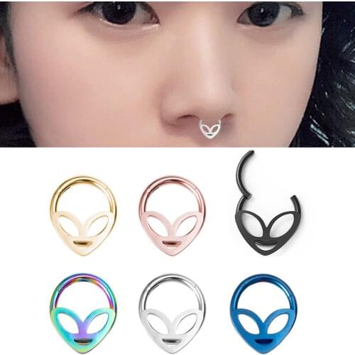 Stainless Steel Nose Ring Hoop Ear Earrings Studs Cartilage Helix Hinged Septum Nose Piercing Rings Clicker Punk Body Jewelry