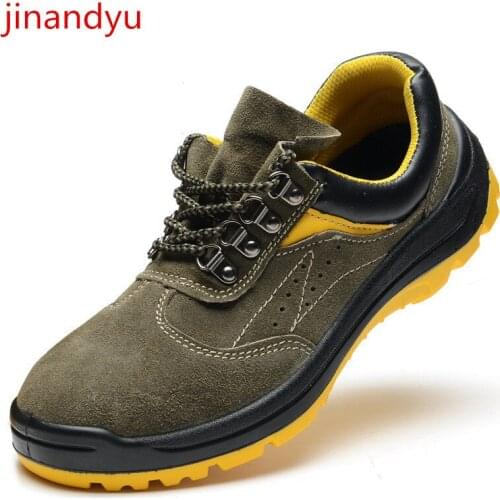 Cow Suede Men Steel Toe Work Safety Shoes Prevent Smashing and Piercing Indestructible Safety Boots Homme Breathable Sneakers