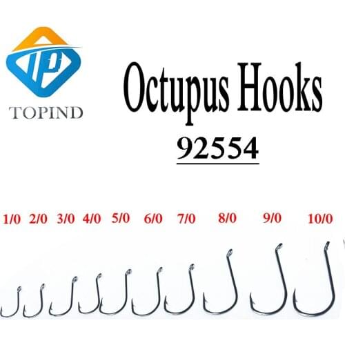 Easy Catch 300pcs 92554 Stainless Steel White Long Shank Octopus Fishing Hooks Size 1/0