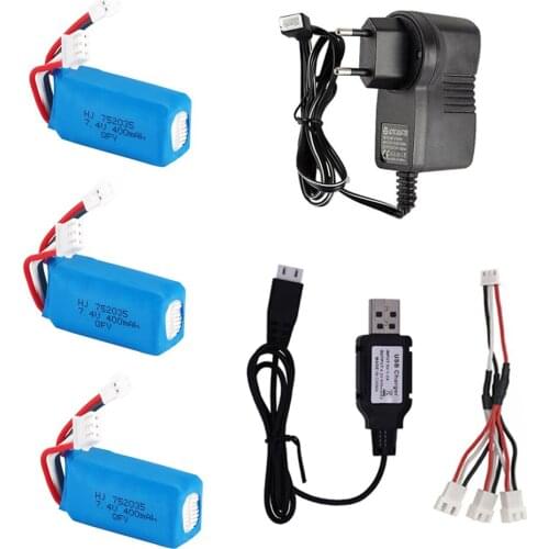 7.4V 400mah Lipo Battery XH2.54 Plug and Chager set for DM007 RC Quadcopter RC toys Parts 7.4V high quality battery XH2.54 Plug